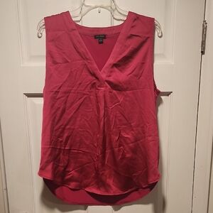 Ann Taylor V-Neck Sleeveless Blouse - Rich Pink